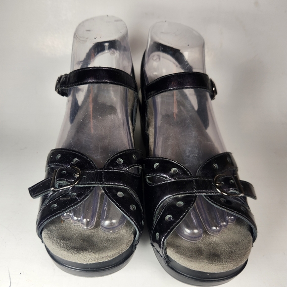 DANSKO Women's Sissie Sandal 38 / 7.5 Black Patent Leather Open Toe Strappy Shoe - Picture 3 of 11